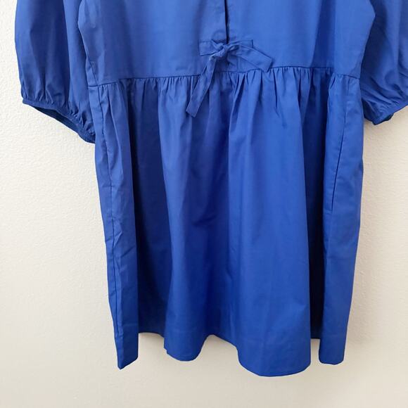 BAND OF THE FREE | Lapis Blue Babydoll Dress Bow Front Puffed Sleeves | Large - Picture 5 of 8